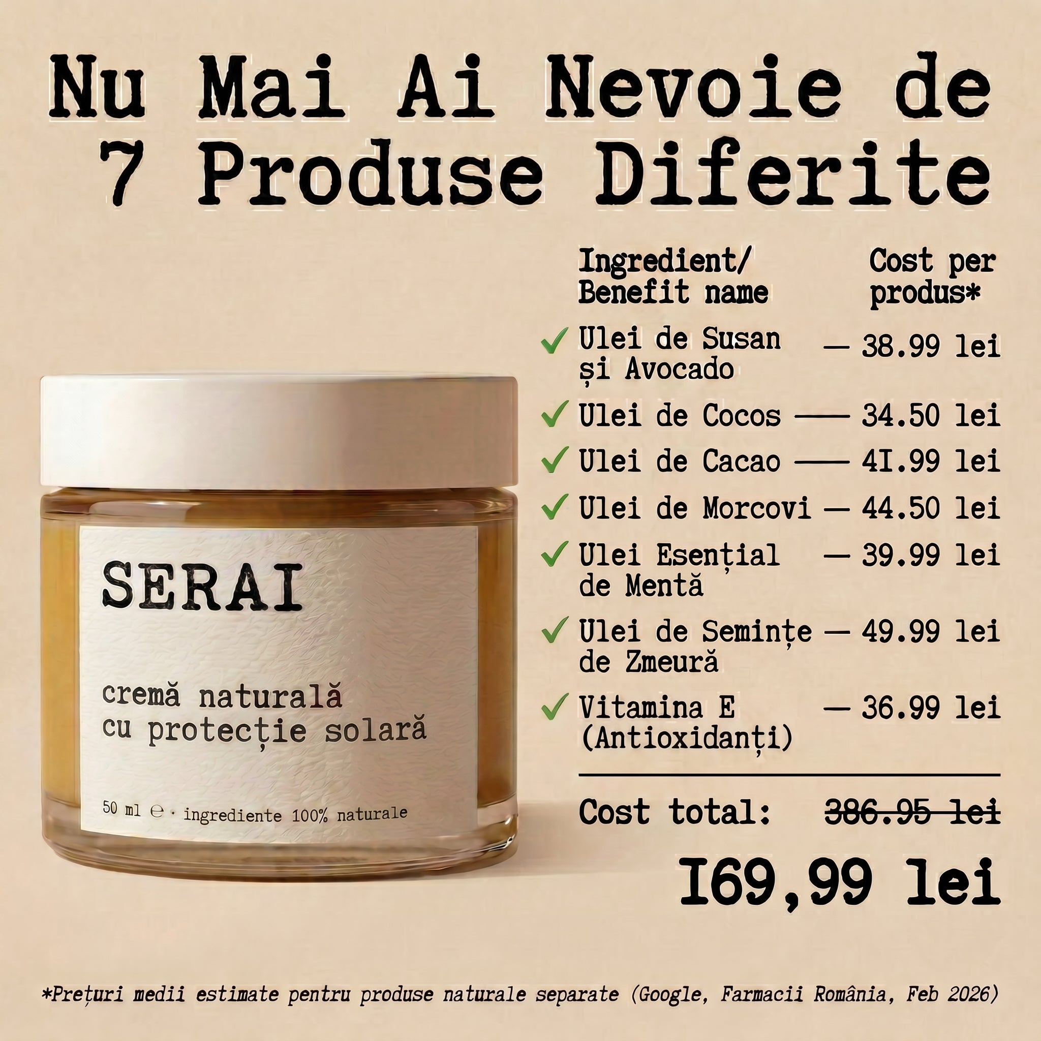 Cremă Naturală de Zi cu Protecție Solară
