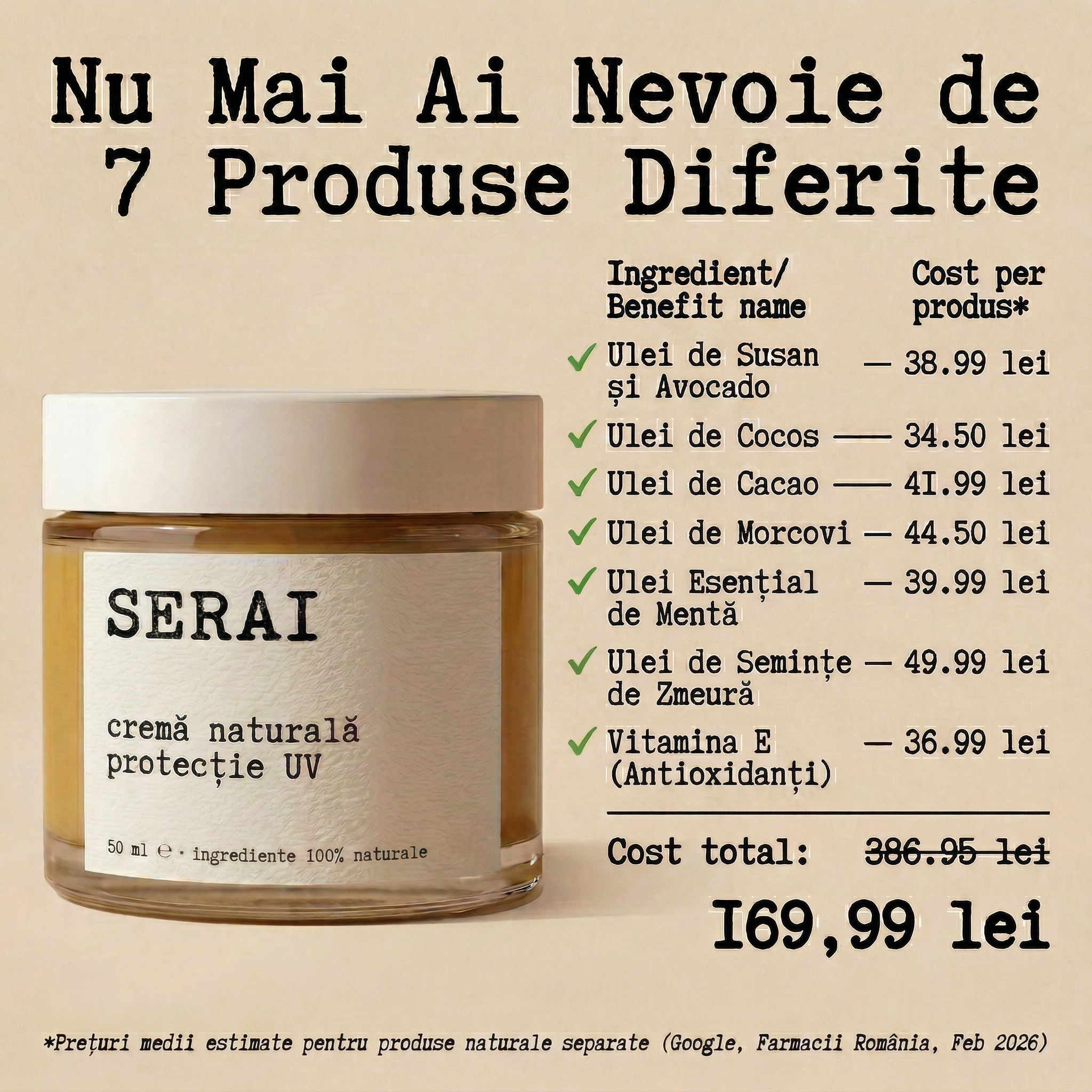 Cremă Naturală de Zi cu Protecție UV