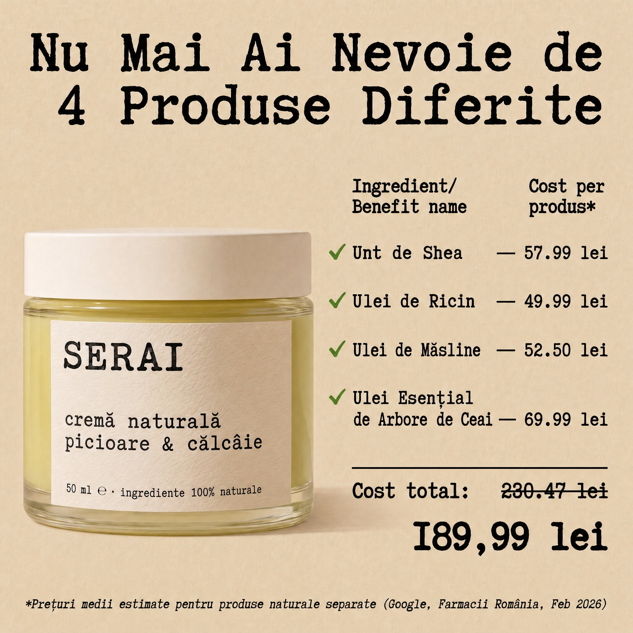 Cremă Naturală Picioare & Călcâie